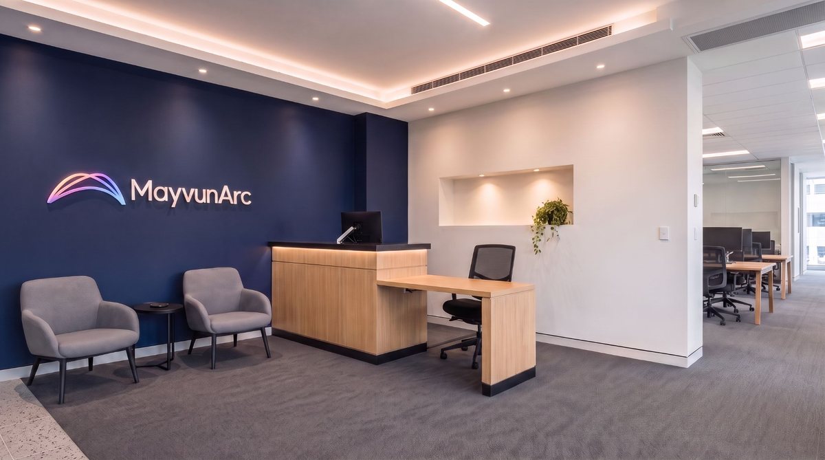 Mayvun Arc office fit-out reception